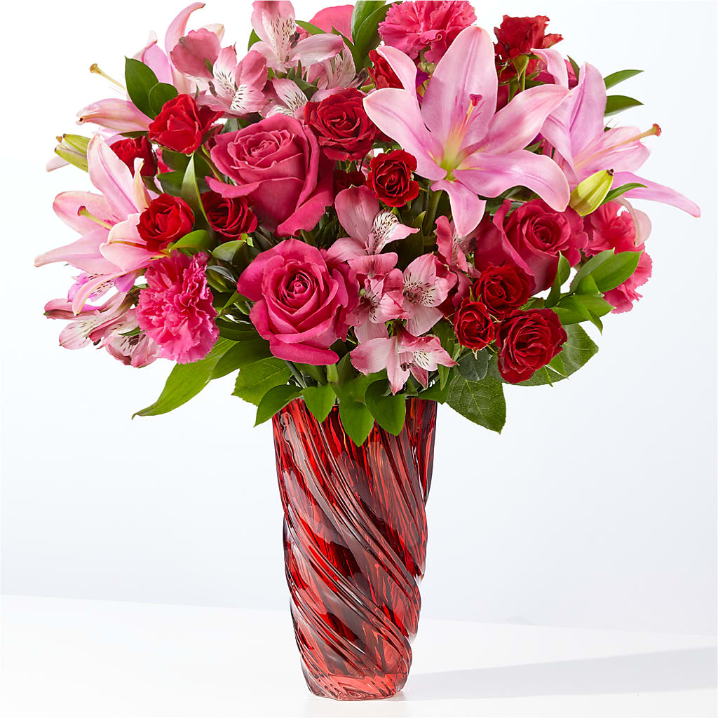 In Love Bouquet with Luxe Swirl Vase – Trail Florist Incorporated, Trail BC