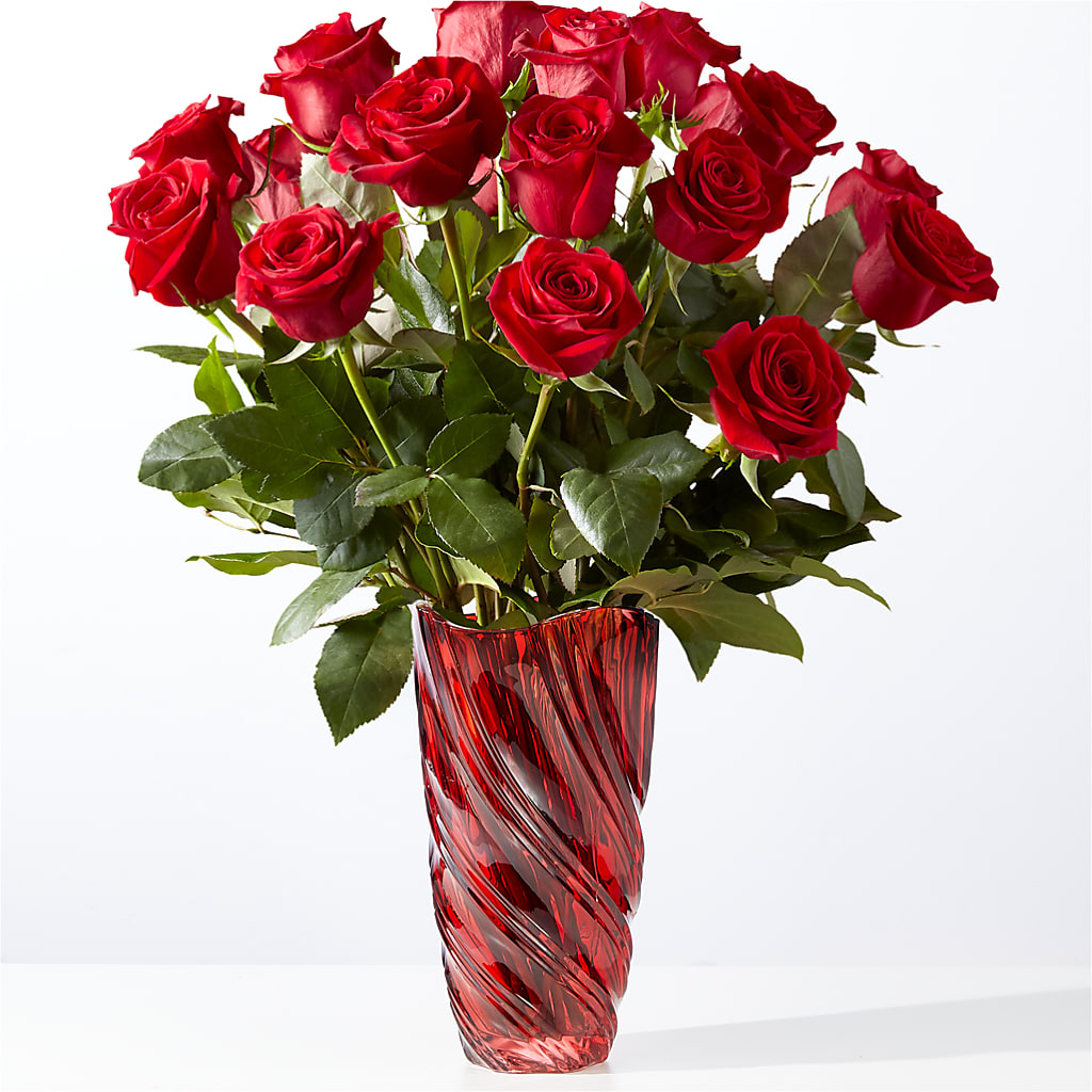 Classic Love Red Rose Bouquet with Luxe Swirl Vase – Trail Florist Incorporated, Trail BC