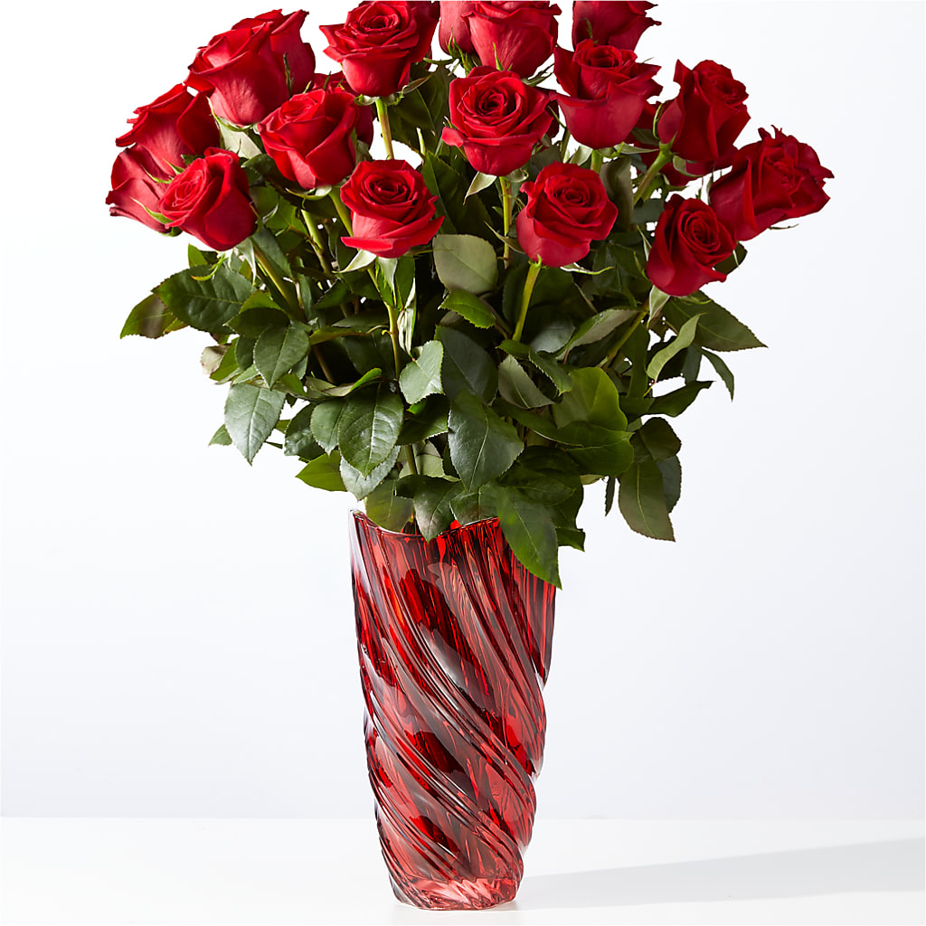 Classic Love Red Rose Bouquet with Luxe Swirl Vase – Trail Florist Incorporated, Trail BC