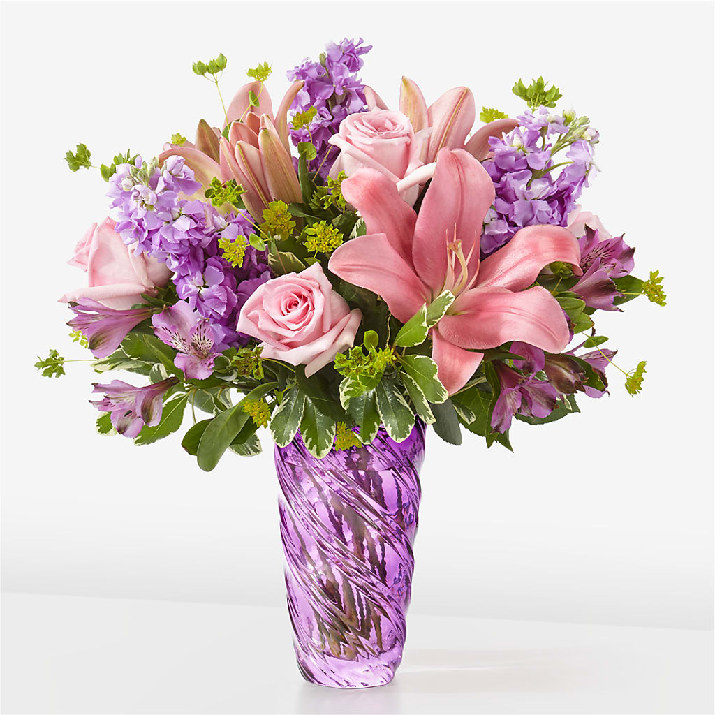 Precious Petals Bouquet with Luxe Swirl Vase – Trail Florist Incorporated, Trail BC