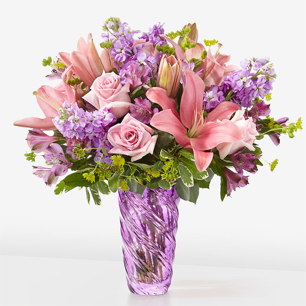 Precious Petals Bouquet with Luxe Swirl Vase – Trail Florist Incorporated, Trail BC