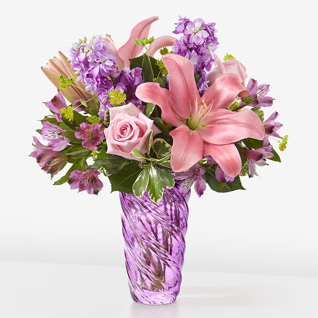Precious Petals Bouquet with Luxe Swirl Vase – Trail Florist Incorporated, Trail BC