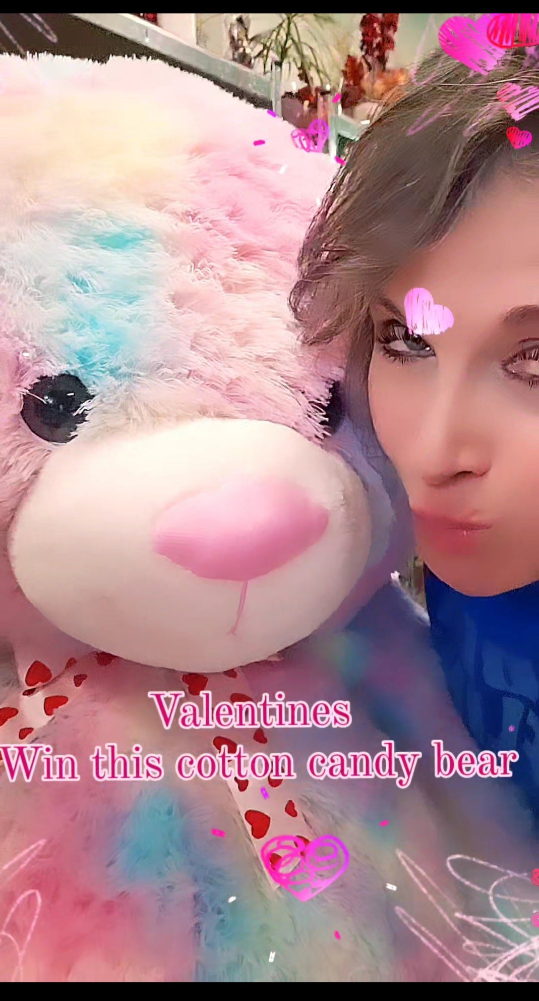 WIN THIS Cotton candy bear when you make a  Valentines purchase