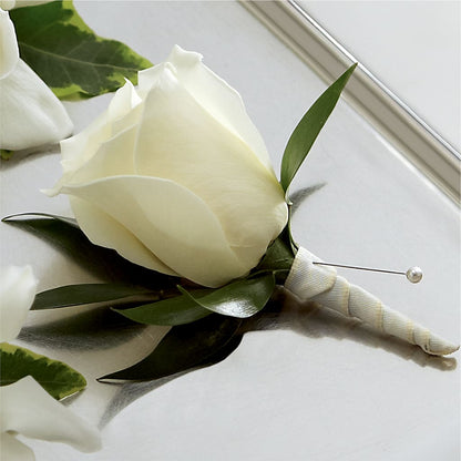 White Rose Boutonniere –  Trail Florist Incorporated, Trail BC